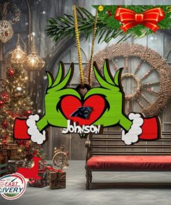 NFL Carolina Panthers And Grinch Xmas Ornament Custom Your Name 2023 Christmas Tree Decorations