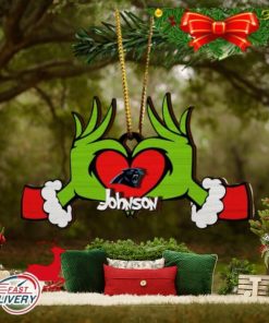 NFL Carolina Panthers And Grinch Xmas Ornament Custom Your Name 2023 Christmas Tree Decorations