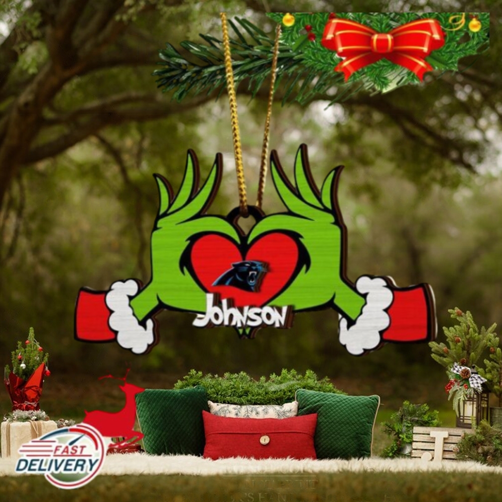 NFL Carolina Panthers And Grinch Xmas Ornament Custom Your Name 2023 Christmas Tree Decorations NFL Carolina Panthers And Grinch Xmas Ornament Custom Your Name 2023 Christmas Tree Decorations
