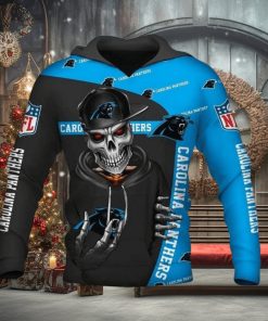 NFL Carolina Panthers Black Blue Skull Pullover Hoodie