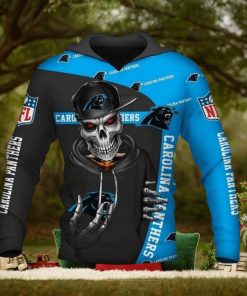 NFL Carolina Panthers Black Blue Skull Pullover Hoodie