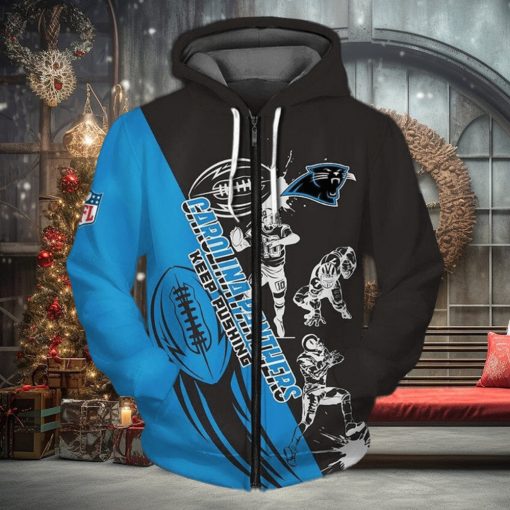 NFL Carolina Panthers Blue Black Zip Up Hoodie