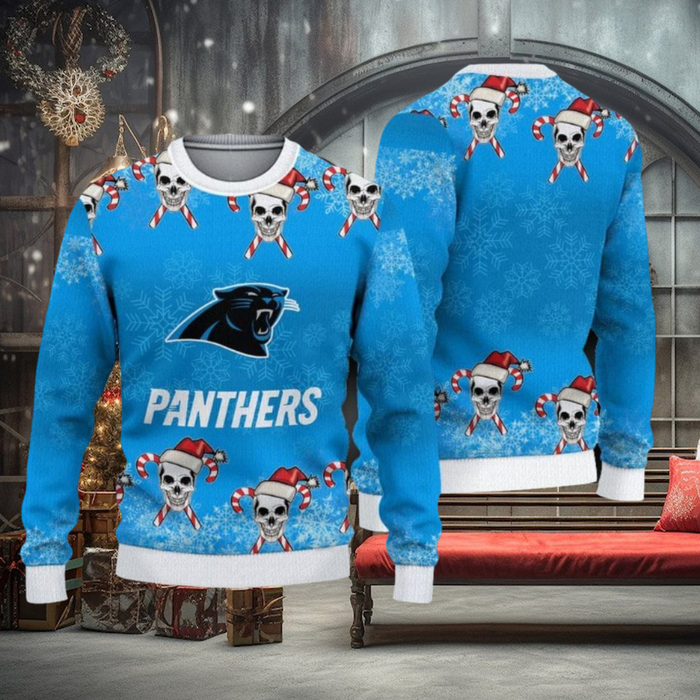 NFL Carolina Panthers Christmas Skull Sport Christmas Ugly Sweater 3D NFL Carolina Panthers Christmas Skull Sport Christmas Ugly Sweater 3D