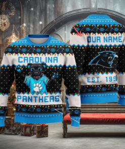 NFL Carolina Panthers Cute Mascot Custom Ugly Christmas Sweater