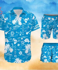NFL Carolina Panthers Gucci Logo Pattern Hawaiian Shirt & Shorts