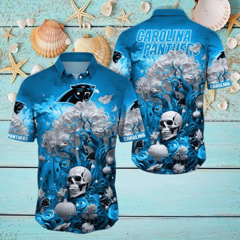 NFL Carolina Panthers Halloween Skull Pumpkin Hawaiian Shirt NFL Carolina Panthers Halloween Skull Pumpkin Hawaiian Shirt