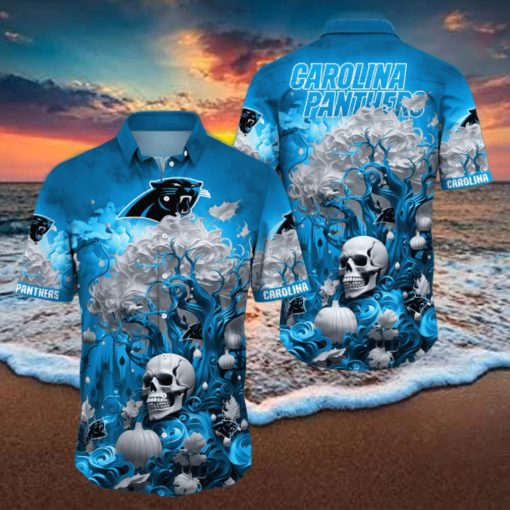 NFL Carolina Panthers Halloween Skull Pumpkin Hawaiian Shirt