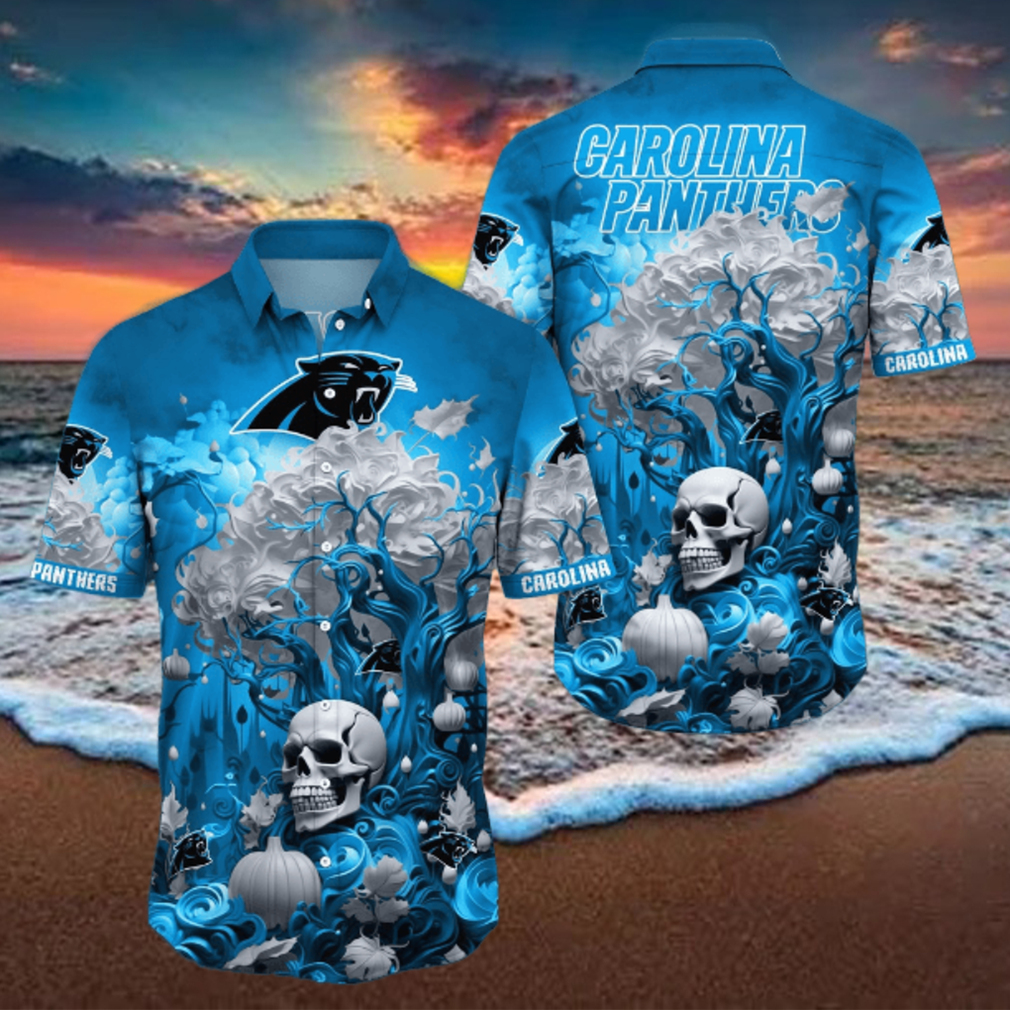 NFL Carolina Panthers Halloween Skull Pumpkin Hawaiian Shirt NFL Carolina Panthers Halloween Skull Pumpkin Hawaiian Shirt
