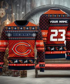 NFL Chicago Bears Custom Name And Number Christmas Gift Full Print 3D Sweater Ugly Christmas Sweater