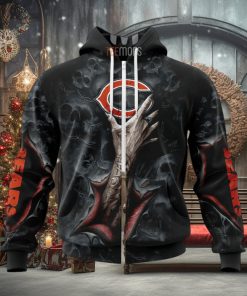 NFL Chicago Bears Halloween Horror Skull Zip Up Hoodie