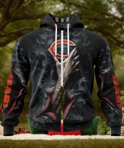 NFL Chicago Bears Halloween Horror Skull Zip Up Hoodie