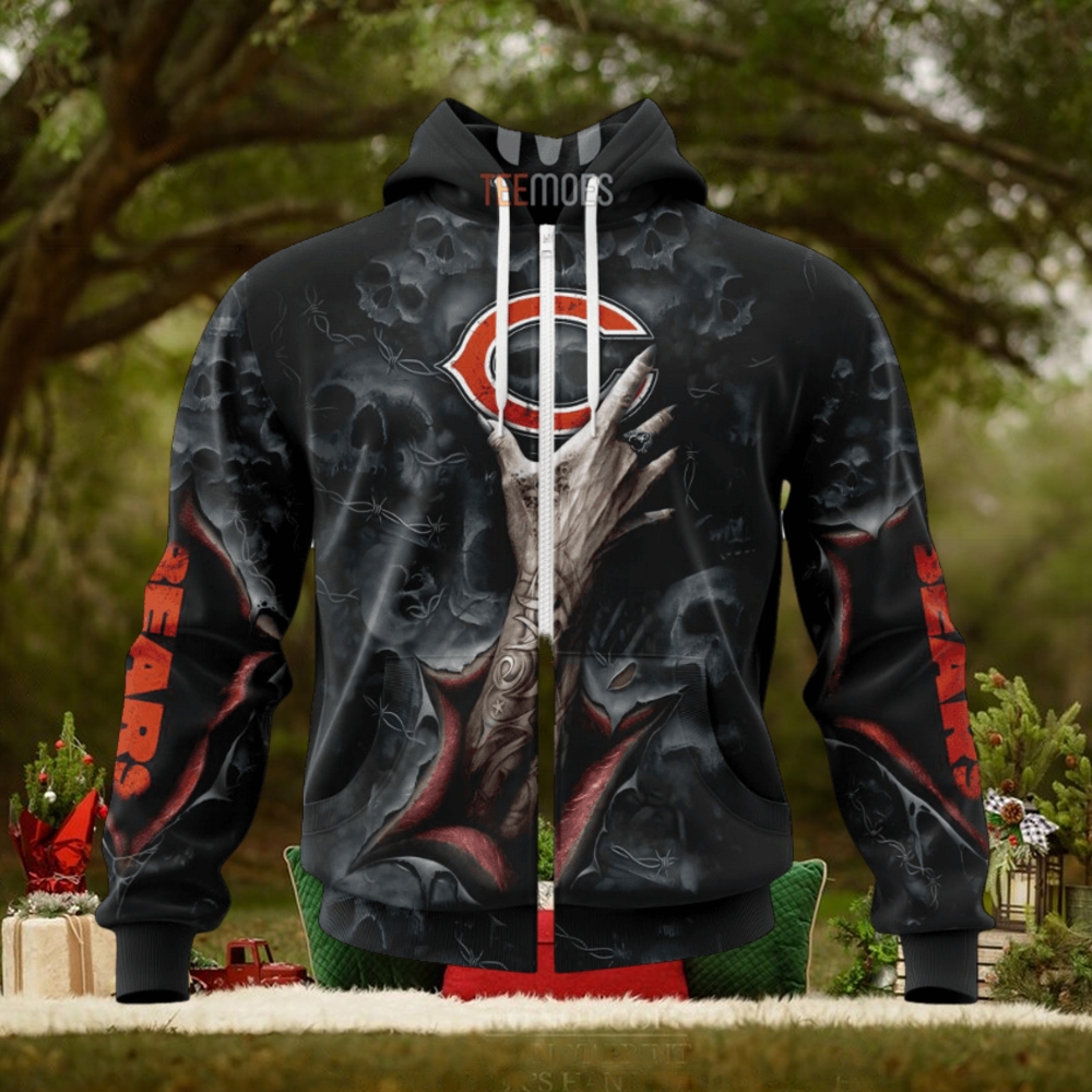 NFL Chicago Bears Halloween Horror Skull Zip Up Hoodie NFL Chicago Bears Halloween Horror Skull Zip Up Hoodie