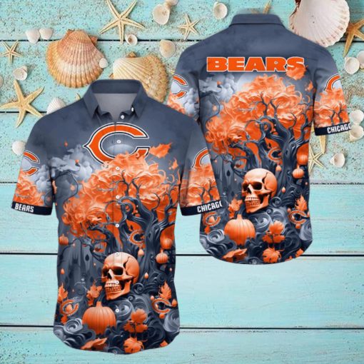 NFL Chicago Bears Halloween Skull Pumpkin Hawaiian Shirt