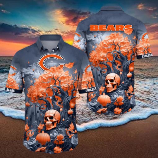 NFL Chicago Bears Halloween Skull Pumpkin Hawaiian Shirt