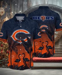 NFL Chicago Bears Hawaii Shirt Flamingo And Flower Funny Aloha Shirt