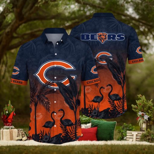 NFL Chicago Bears Hawaii Shirt Flamingo And Flower Funny Aloha Shirt