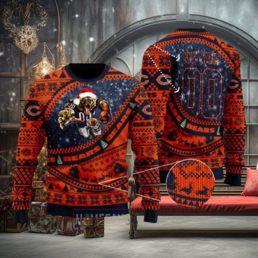 NFL Chicago Bears Mascot Woolen Christmas Full Print Custom Sweater