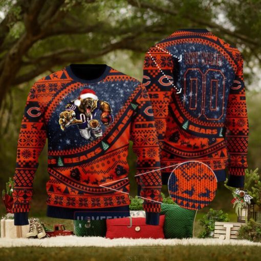 NFL Chicago Bears Mascot Woolen Christmas Full Print Custom Sweater