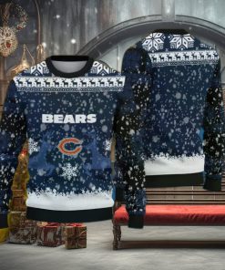 NFL Chicago Bears Poinsettia Ugly Xmas Sweater For Men Women