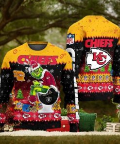 NFL Chiefs & Grinch Collab Ultimate Ugly Christmas Sweater, Perfect Football Fan Gift