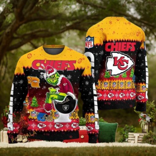 NFL Chiefs & Grinch Collab Ultimate Ugly Christmas Sweater, Perfect Football Fan Gift