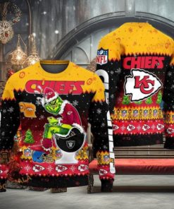 NFL Chiefs & Grinch Collab Ultimate Ugly Christmas Sweater, Perfect Football Fan Gift