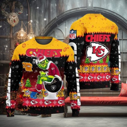 NFL Chiefs & Grinch Collab Ultimate Ugly Christmas Sweater, Perfect Football Fan Gift