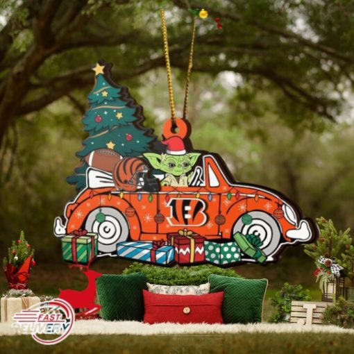 NFL Cincinnati Bengals And Baby Yoda Christmas Ornament 2023 Christmas Tree Decorations