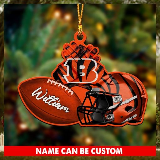 NFL Cincinnati Bengals Custom Name Rugby Ball Helmet Custom Shaped Ornament