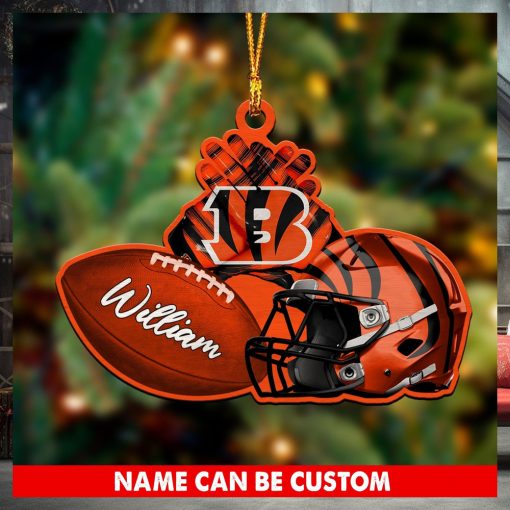 NFL Cincinnati Bengals Custom Name Rugby Ball Helmet Custom Shaped Ornament