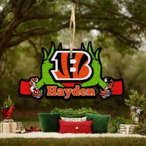 NFL Cincinnati Bengals Grinch Christmas Ornament Personalized Your Name 2023 Christmas Tree Decorations