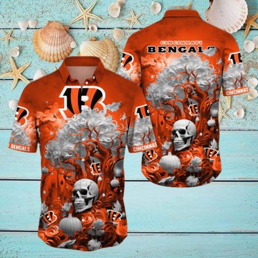 NFL Cincinnati Bengals Halloween Skull Pumpkin Hawaiian Shirt