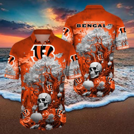 NFL Cincinnati Bengals Halloween Skull Pumpkin Hawaiian Shirt