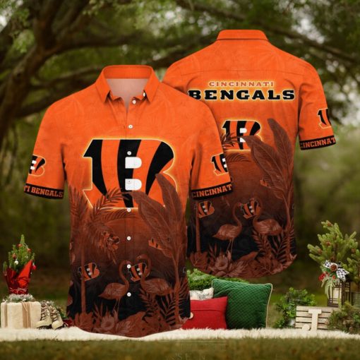 NFL Cincinnati Bengals Hawaii Shirt Flamingo And Flower Funny Aloha Shirt