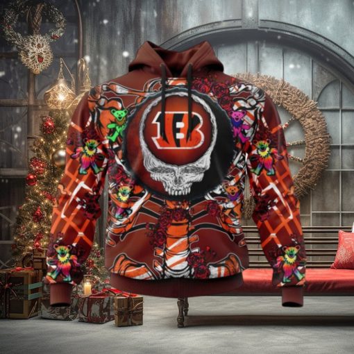 NFL Cincinnati Bengals Mix Grateful Dead, Personalized Name & Number Specialized Concepts Kits 3D Hoodie