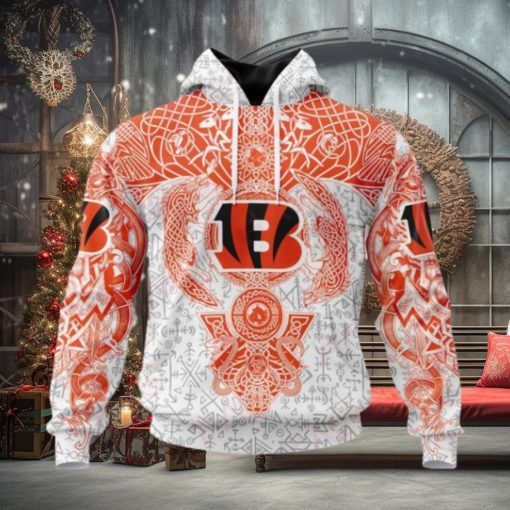 NFL Cincinnati Bengals Norse Viking Symbols 3D Hoodie