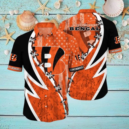 NFL Cincinnati BengalsHawaiian Shirt 3D Printed Graphic American Flag Print This Summer Gift For Fans