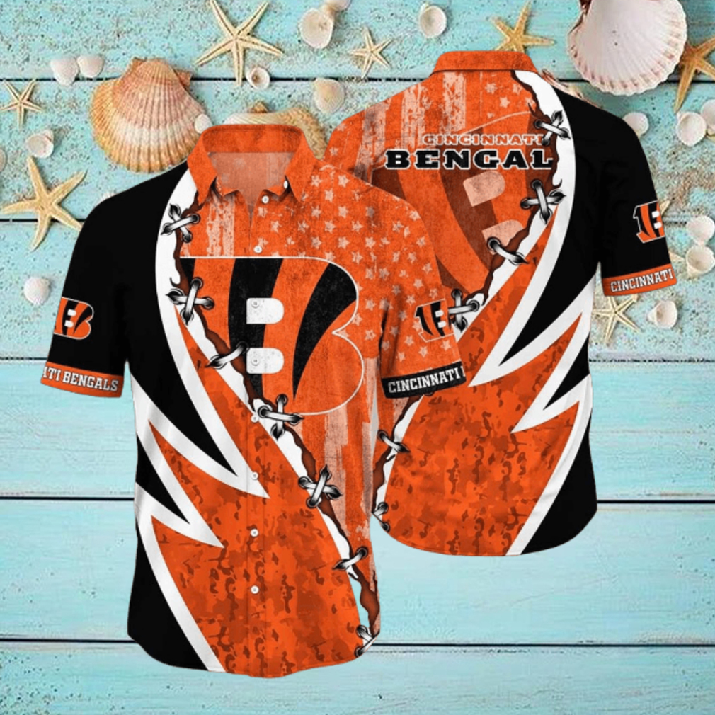 NFL Cincinnati BengalsHawaiian Shirt 3D Printed Graphic American Flag Print This Summer Gift For Fans NFL Cincinnati BengalsHawaiian Shirt 3D Printed Graphic American Flag Print This Summer Gift For Fans