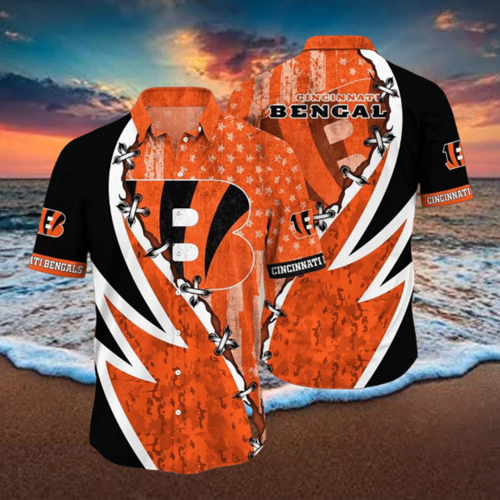 NFL Cincinnati BengalsHawaiian Shirt 3D Printed Graphic American Flag Print This Summer Gift For Fans NFL Cincinnati BengalsHawaiian Shirt 3D Printed Graphic American Flag Print This Summer Gift For Fans