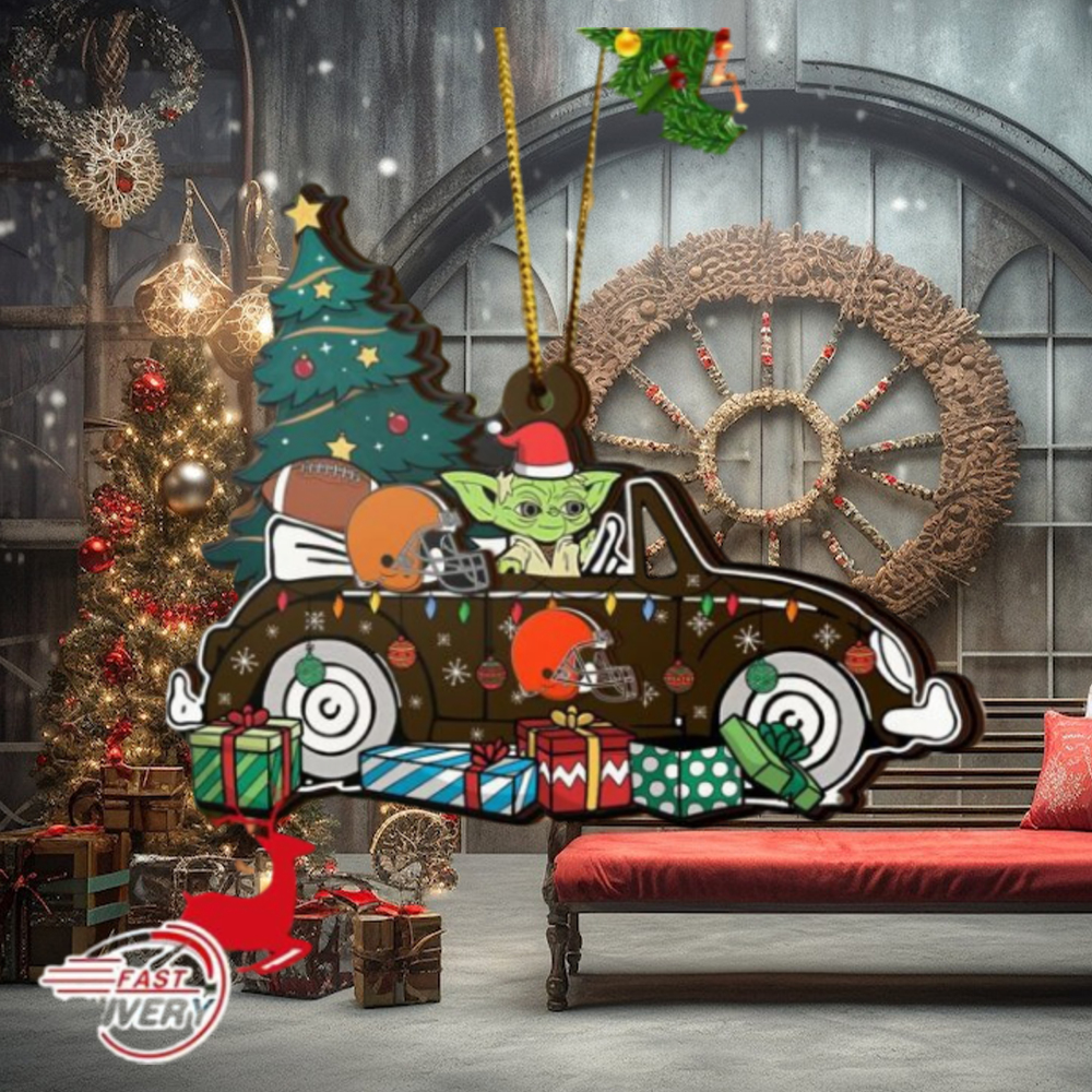 NFL Cleveland Browns And Baby Yoda Christmas Ornament 2023 Christmas Tree Decorations NFL Cleveland Browns And Baby Yoda Christmas Ornament 2023 Christmas Tree Decorations