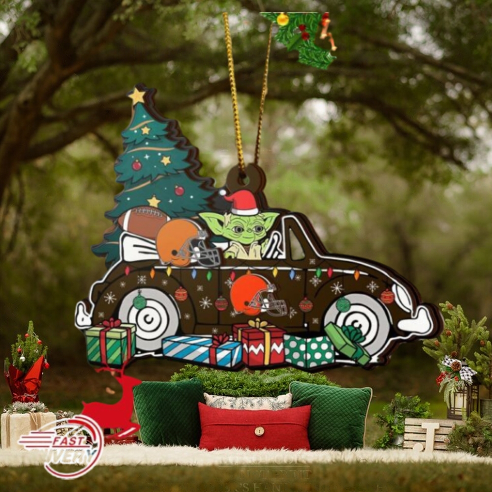 NFL Cleveland Browns And Baby Yoda Christmas Ornament 2023 Christmas Tree Decorations NFL Cleveland Browns And Baby Yoda Christmas Ornament 2023 Christmas Tree Decorations