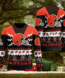 NFL Cleveland Browns Christmas 3D Candle Ugly Sweater