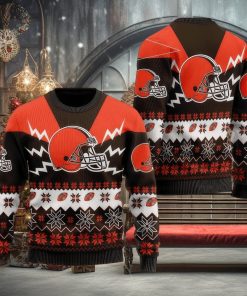 NFL Cleveland Browns Christmas 3D Candle Ugly Sweater