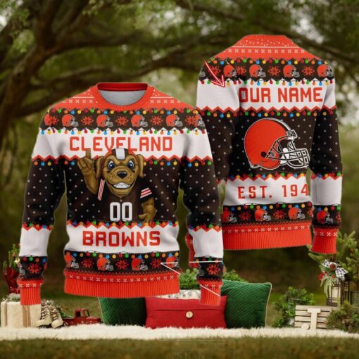 NFL Cleveland Browns Cute Mascot Custom Ugly Christmas Sweater