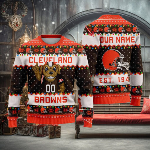 NFL Cleveland Browns Cute Mascot Custom Ugly Christmas Sweater