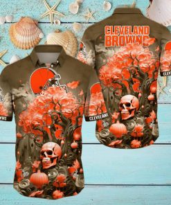NFL Cleveland Browns Halloween Skull Pumpkin Hawaiian Shirt