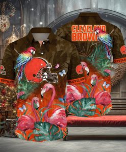 NFL Cleveland Browns Hawaii Shirt Flamingo And Flower Aloha Shirt