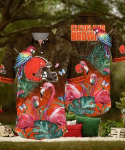 NFL Cleveland Browns Hawaii Shirt Flamingo And Flower Aloha Shirt