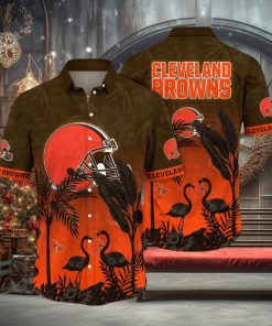 NFL Cleveland Browns Hawaii Shirt Flamingo And Flower Funny Aloha Shirt