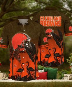 NFL Cleveland Browns Hawaii Shirt Flamingo And Flower Funny Aloha Shirt